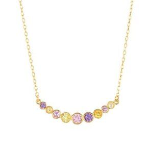 Kate Spade Multicolor CZ Gold Plated Curved Bar Layering Minimalist Necklace